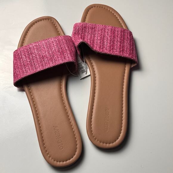 Old Navy Women's Low Heel Slide Sandals Rafia Crafted Polarized Pink Sz 9 NWT - Picture 5 of 7